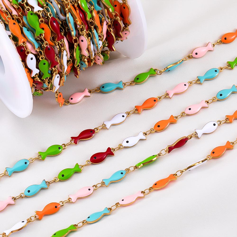 0.5M 1M Stainless Steels Cute Enamel Octopus Gold Chains for DIY Necklaces Making Jewelry Findings Sea Bracelets Anklet Supplies
