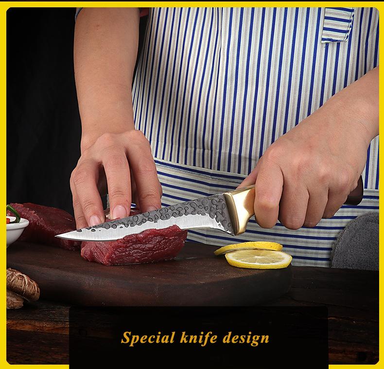 3pcs Forged Sharp Butcher Knife Boning Knife Slicing Knife with Knife Cover Multifunctional Kitchen Knife Set