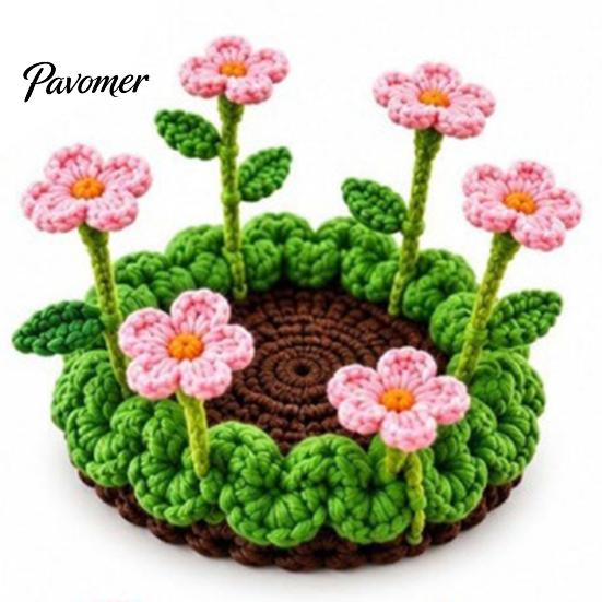 Decorative Tea Cup Pad Blooming Crochet Coaster, Handmade 3D Flower Mat for Coffee Mug Rug Tea, Cotton Yarn Drink Floral Table Decor Desk Protector