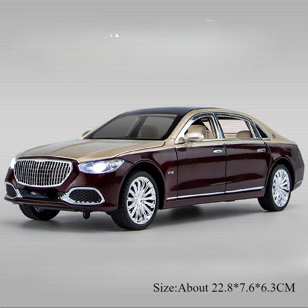 1:24 GLS600 S680 Model Diecast Alloy Toy Car Sound Light Pull Back Front Wheel Steering Door Opened Vehice Children Holiday Gift