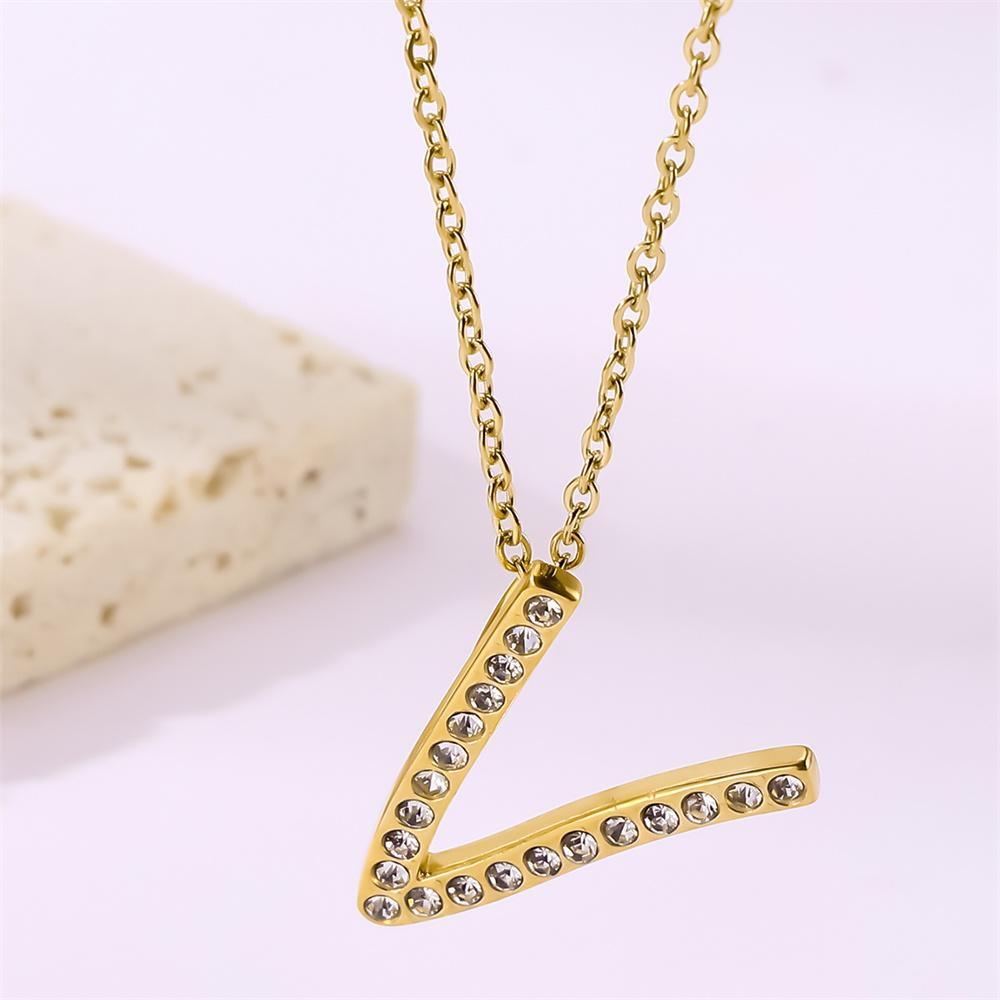 Atoztide Zircon Letter Pendant Necklace for Women Men Full Stone Alphabet Initial Name Monogram Charm Necklace Jewelry Gift