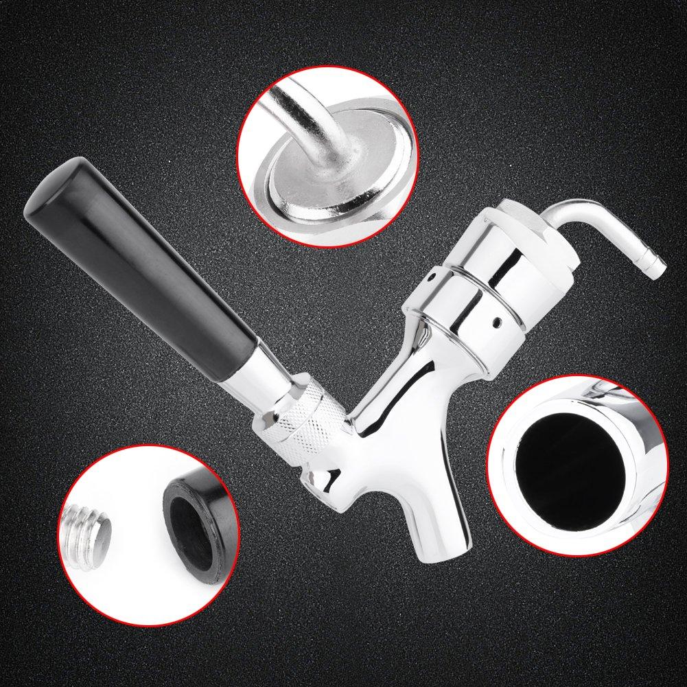 Beer Draft Faucet, Draft Beer Keg Faucet with Flow Controller Chrome Plating Shank Tap Kit, G5/8 Thread and 1-2/5''X3/16'' Brass Tube Elbow