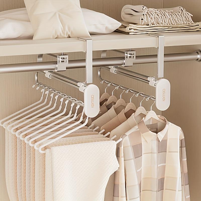 1PCS Pull-out Trouser Hangers,Telescopic Wardrobe Pant Organizer for Save Closet Space,Stainless Steel Adjustable Closet Rod