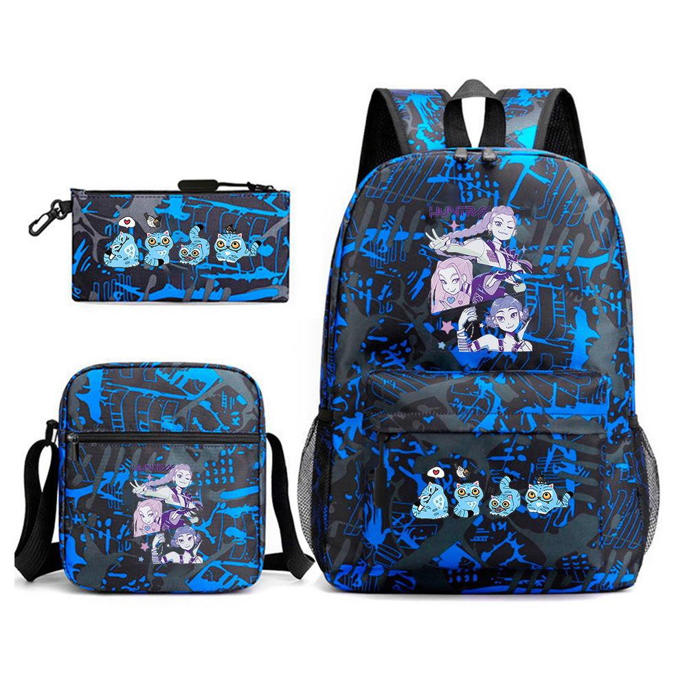 Demon Hunter Girl Group Backpack Kpop Backpack Digital Color Printing Boys And Girls School Bag Shoulder Bag Three-Piece Set