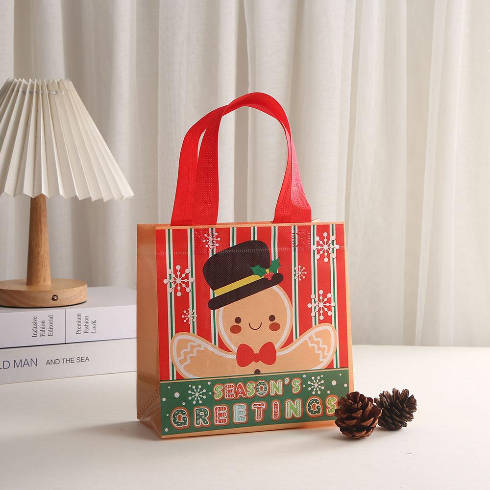 Christmas Eve Candy Gift Bag Print Festival Shopping Non-Woven Bags Cartoon Children Christmas Fabric Gift Bags With Handle