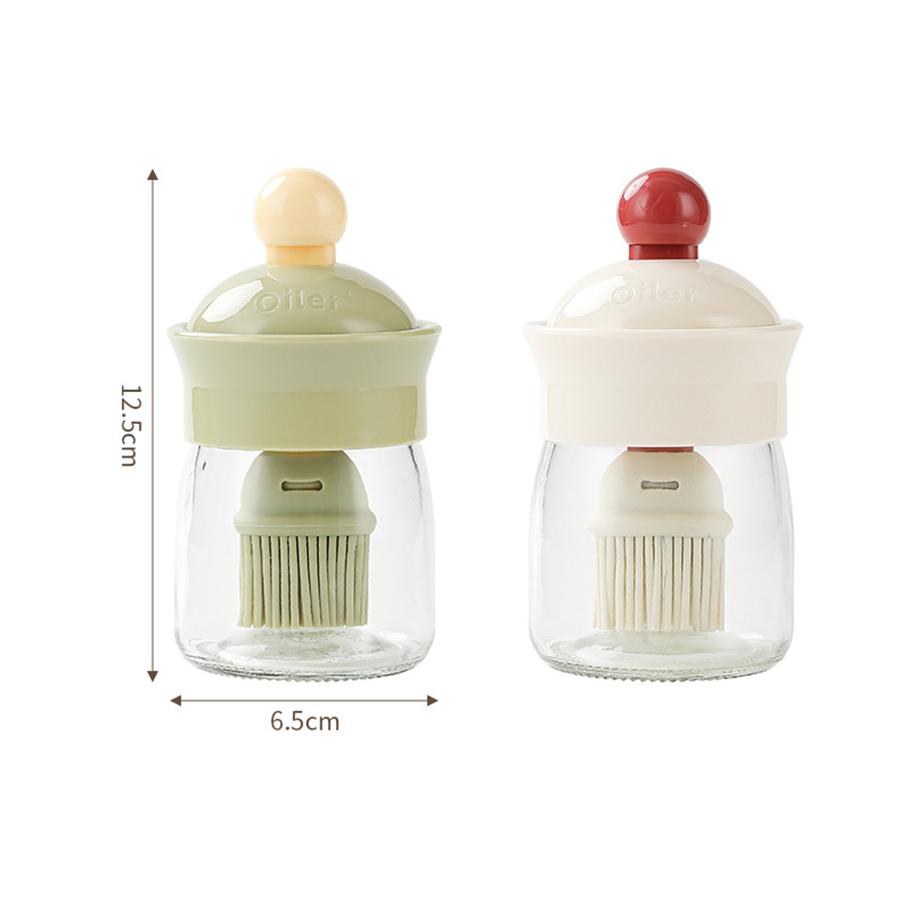 Practical 2-in-1 Oil Brush Bottle Oil Pot Sauce Vinegar Bottle Silicone Oil Brush Temperature Resistant Oil Bottle