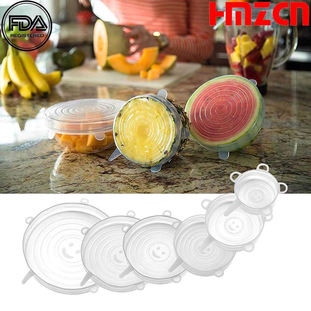 6 bucăți/set capac reutilizabil din silicon pentru alimente Capace elastice bol elastic capac cuptor cu microunde înveliș de bucătărie capace de păstrare proaspete din silicon