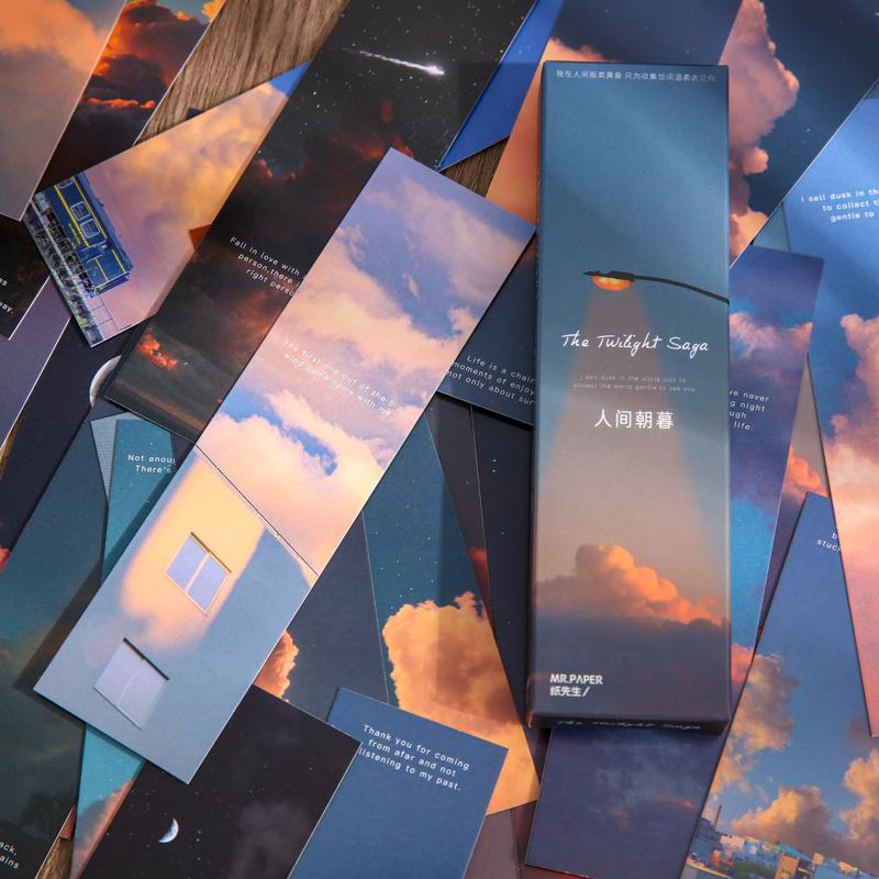 30pcs Warmth Series Bookmark Set White Card Paper Memo Page Marker for Books Unique Reading Gift