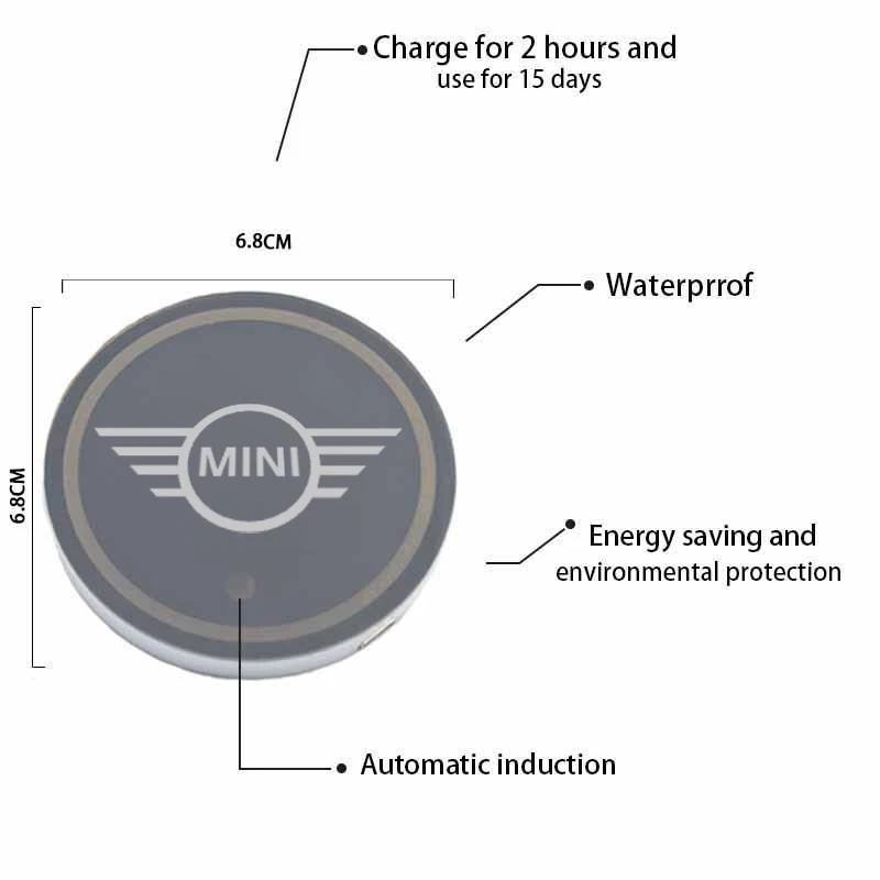Car Colorful LED Luminous Light Cup Coaster Mat For BMW Mini F54 F55 F56 F60 R60 Clubman Countryman Auto Accessories LMRGZ1