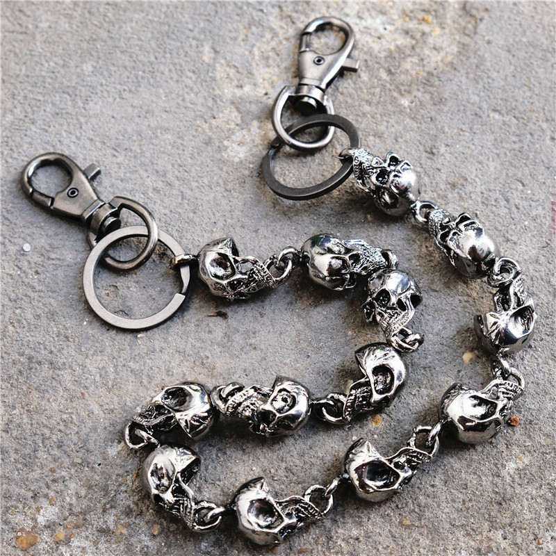 Men's Motorcyle KeyChain Jean Biker Wallet Belts Chain Skull Charm Gothic Rock Skull Pants Trousers Waist Key Men's  BL48