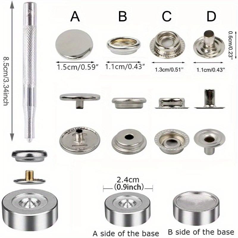 100pcs 15mm Canvas Snap Kit Marine Grade Snap Fastener Stainless Steel Snap Buttons for Boat Cover Sewing Leather Clothes Tent