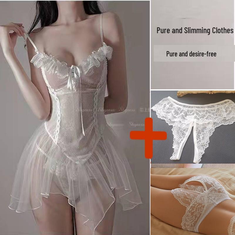2211 Plus Size Transparent Sexy Lingerie Nightgown for Women