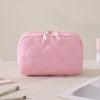 Fashion Quilted Makeup Bag Heart Bow Lightweight Travel Toiletry Handbag Large Capacity Lipstick Cosmetic Pouch for Women