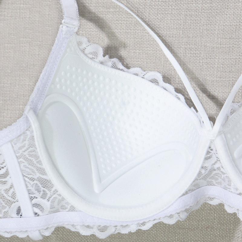 Top thin bottom thick women's small size underwear sexy lace bow sponge gathered bra steel ring pure desire wind bra