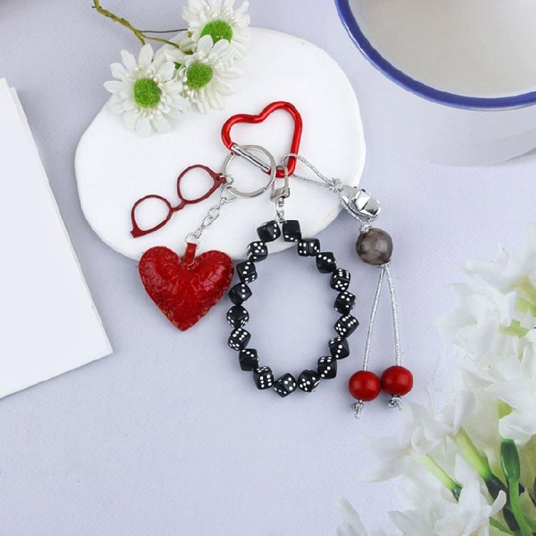 Lovely Heart Dices Jewelry Charm Unique Heart Dices Bead Pendant Keychain Charm for Youthful Fashion Statements
