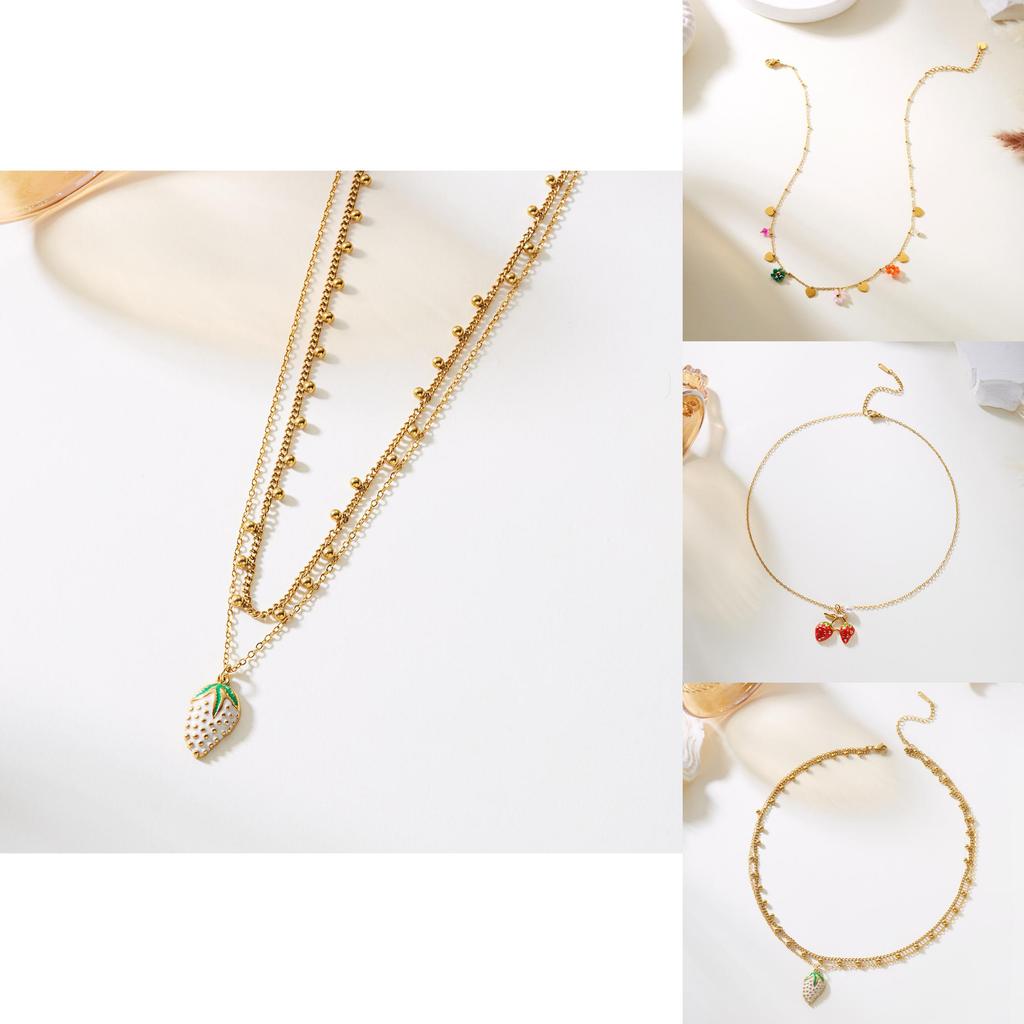 Fruitinspired Stainless Steel Necklace Collection With Multilayer Chains For Summer Fashion Accessories