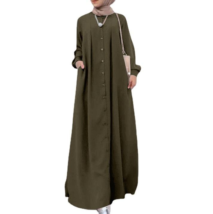 Langes Kleid für Damen in Übergröße, Frühling und Herbst, lockeres Temperament, lange Pendelkleider