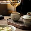 70ml Hand-painted Lotus Bamboo Teacup Retro Tea Bowl Set Of Cups Tea-tasting Smelling Cup Jianzhan Master Cups Teaware Ornaments