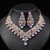 Latest Stylish Design Fancy Wedding Party Crystal Diamonds Necklace Jewellery Set for Women