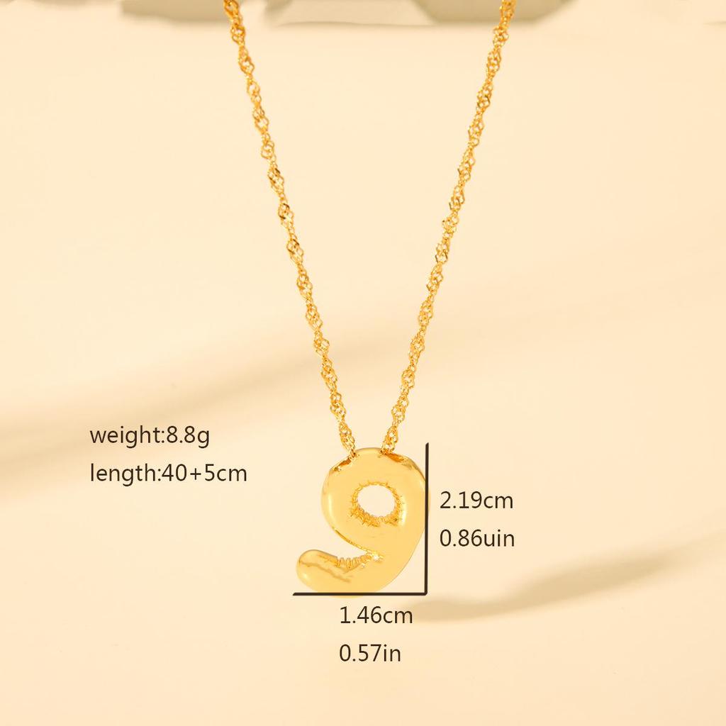 Retro 18k Gold Electroplated Number Pendant Necklace