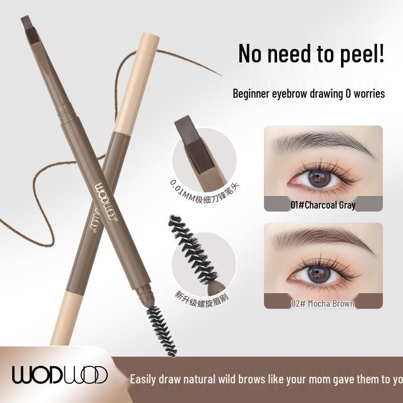 WODWOD Ultra-fine Waterproof Eyebrow Pencil: Long-lasting, Smudge-proof, Double-ended for Defined, Natural Strokes.