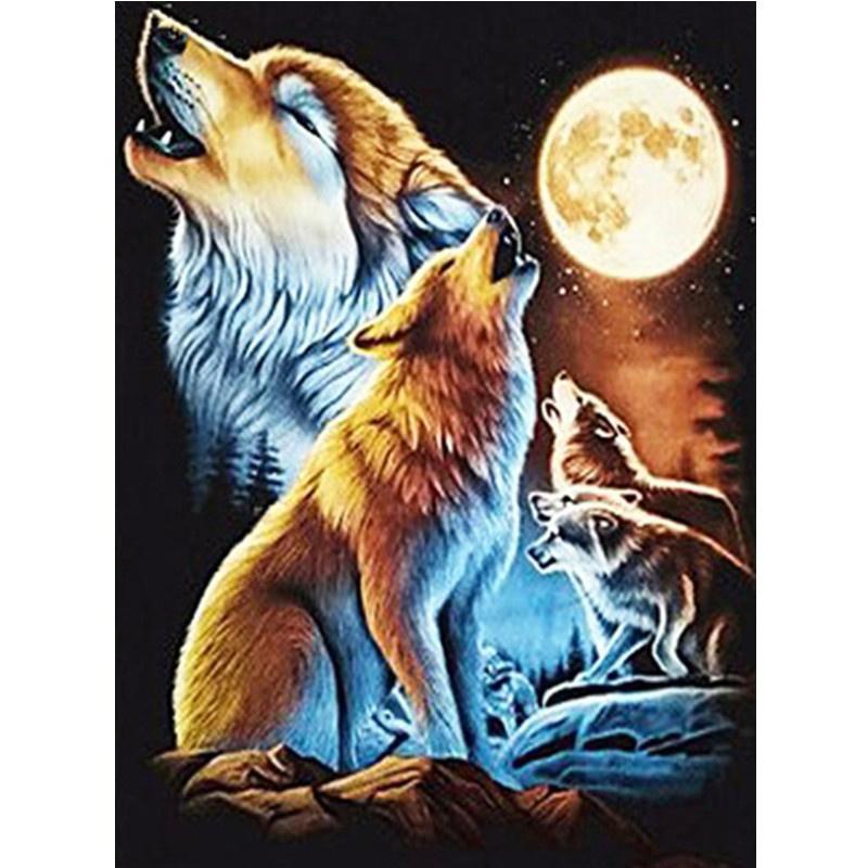 5D-Diamantgemälde zum Selbermachen, Tribal, alter Mann und Wolf, Diamant-Stickerei, Kreuzstich-Set, komplettes Strass-Mosaik, Heimdekoration