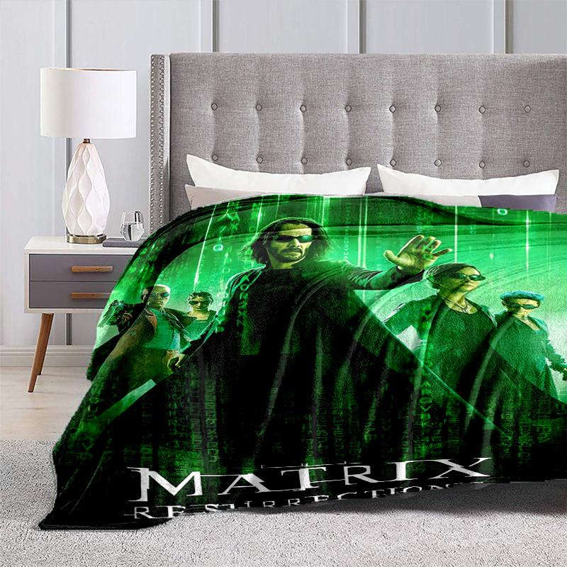 1pc Matrix Resurrections Keanu Reeves Cartoon Blanket,Portable Throw for Travel & Camping, All Season Cozy Blanket,Ideal Gift