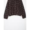 Women Loose Fit Black Polka Dot Zipper Long Sleeve Jacket Casual Autumn