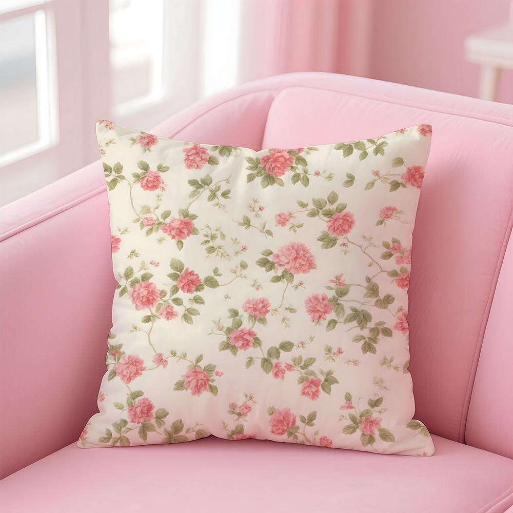 Fresh Flowers Elegant And Beautiful Simple Cushion Cover Linen Pillowcase Cover Soft Decor for Sofa Home Room