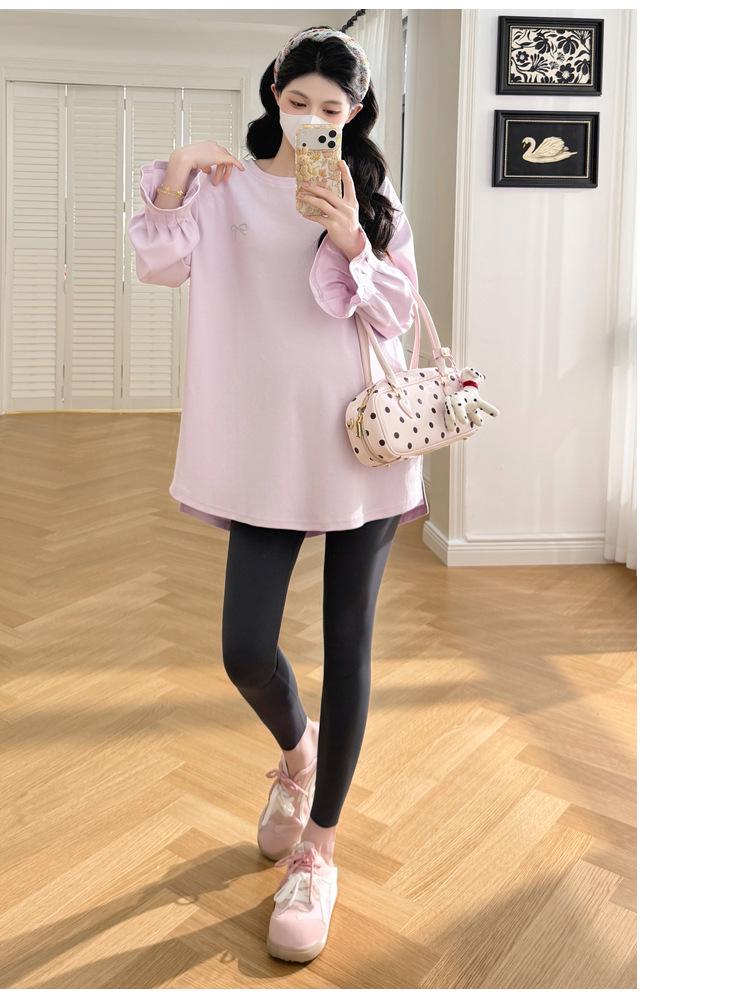 2026 Trendy Plus Size Maternity T-Shirt - Loose Fit, Casual Spring/Autumn Fashion for Moms