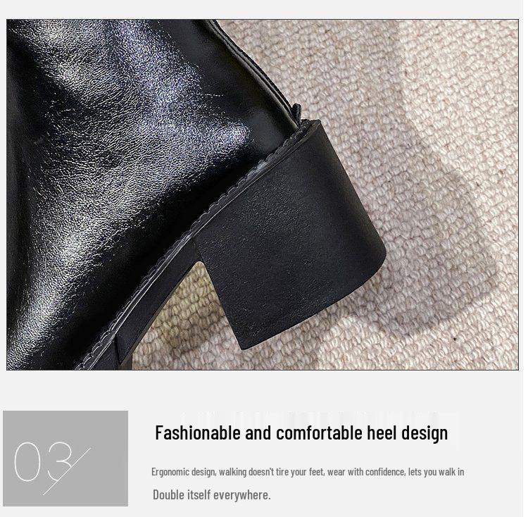 Women's Fleece-Lined Over-the-Knee Cotton Boots with Chunky High Heels and Furry Slimming High-Shaft Design