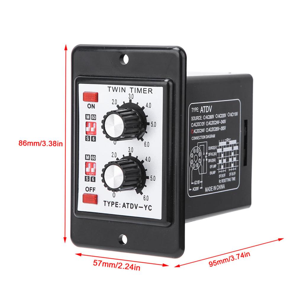 Ein Aus Twin Timer Relais Knopf Steuerung Zeitschalter ATDVYC 6S60M (DC 24V)
