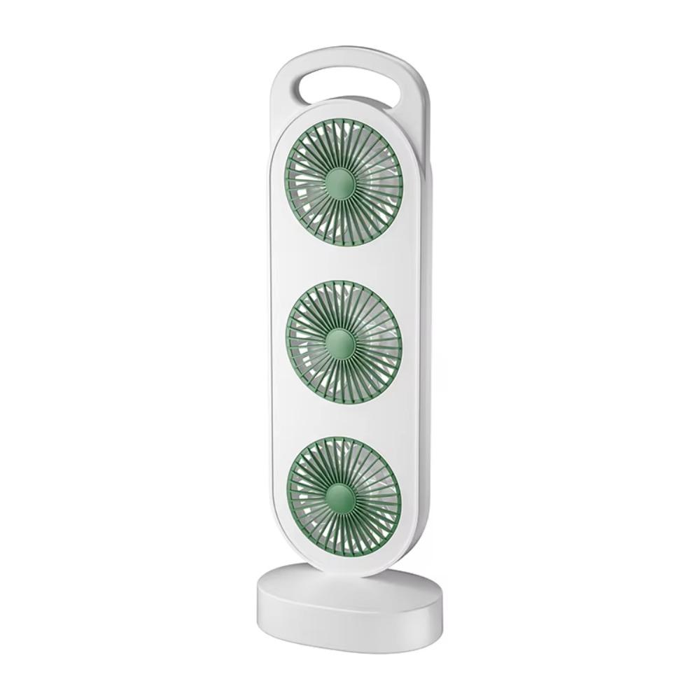 

3-Head Desktop Fan Long Battery Life Turbine Desktop Fan High Wind Portable Cooling Fan Dormitory