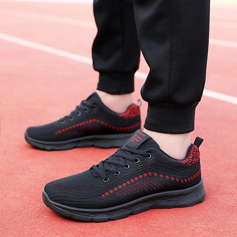 Sneakers spring and summer new mesh breathable running shoes lightweight fly-woven shoes trendy shoes running shoes black