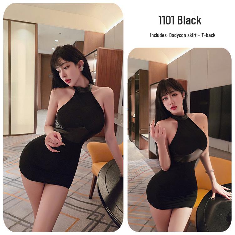 Long Night Sexy Transparent Bodycon Dress: Streamlined See-Through Hip-Hugging Lingerie for Nightclub 1101