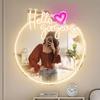 Hello Gorgeous Neon Sign for Wall Decor USB Powered LED Neon Light Mirror Sign with Adjustable Brightness Light Up Sign for Bedroom Girls Rooms