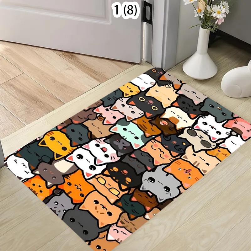 Vintage Handgetekende Gestapelde Katten Entreekleed Kleurrijk Kittentapijt Deurmat Mooi Huisdier Dierprint Binnen Vloerkleed voor Slaapkamer 30x50cm