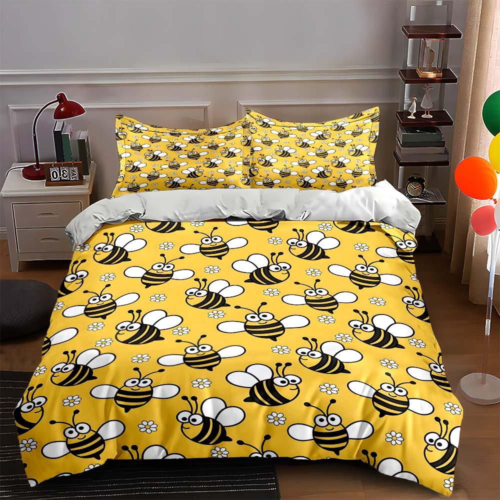 

Cheerful bee pattern. Bedding Duvet cover sets Duvet covers Pillowcases gifts (1 * Duvet Cover 2 * Pillowcases, without duvet insert) 135x200cm