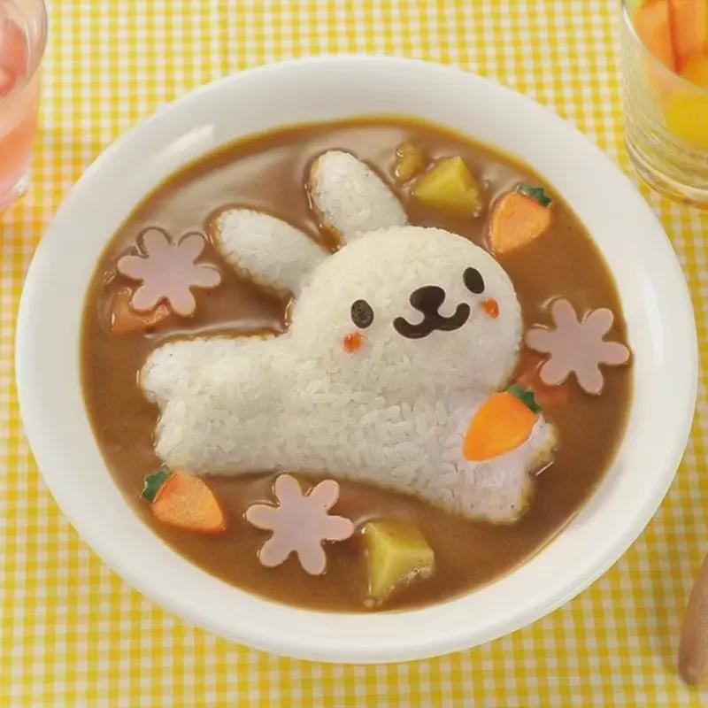 4-Piece Rabbit Rice Mold Set for DIY Bento and Sushi