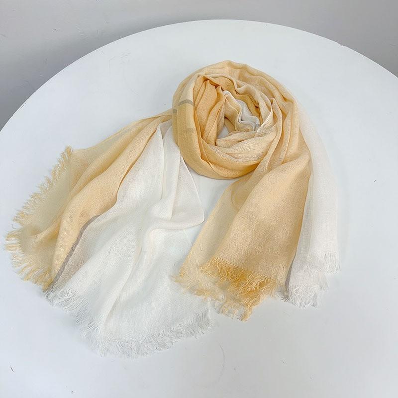 Thin Cotton And Linen Striped Scarf Literary And Versatile Soft Neck Protection Silk Scarf Women'S Travel Shawl
