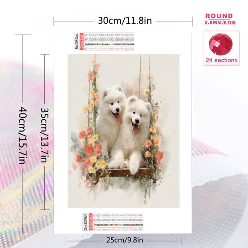 Cute Samoyed Pattern 3pcs 100% Round Full Drill 5D DIY Diamond Painting Embroidery Cross Stitch Rhinestone Décor