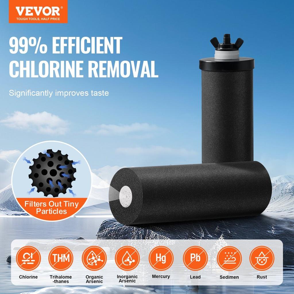 Gravity-fed Water Filter System, 2.25G 304 Stainless-Steel Countertop System, Water Filtration System, Reduces Lead and Up To 99% of Chlorine, with 2