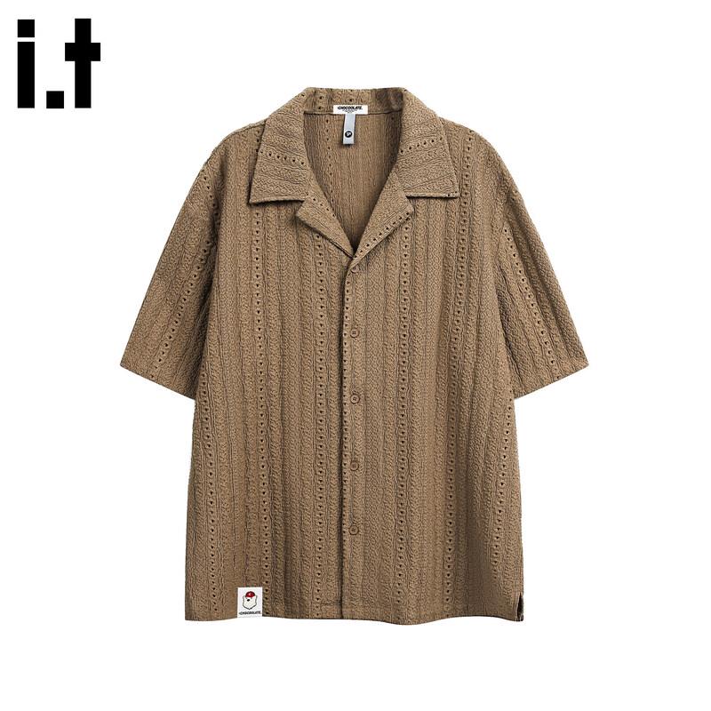 CHOCOOLATE Men s Cuban Collar Short Sleeve Shirt 2XL