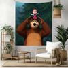 Masha Bear Wall Decor Tapestry Art For Pet Memorial Birthdaywedding Party Backdrop Family Gift