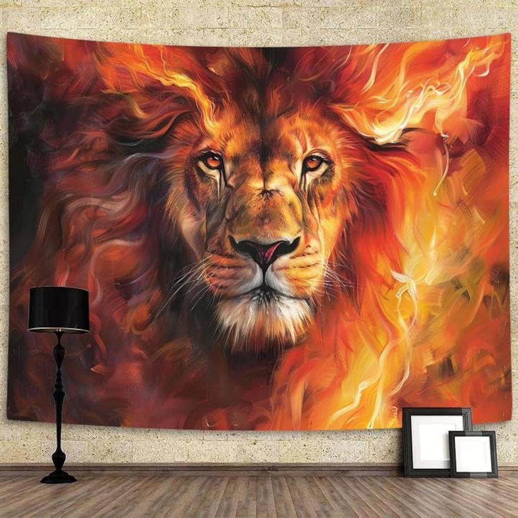 Large Lion Head Tapestry Wall Hanging Home Decor Fabric Art Polyester Print King of Jungle Wildlife Safari Living Room Decoratio