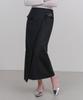 Illoje Asymmetrical Belt Wool Skirt (Charcoal)