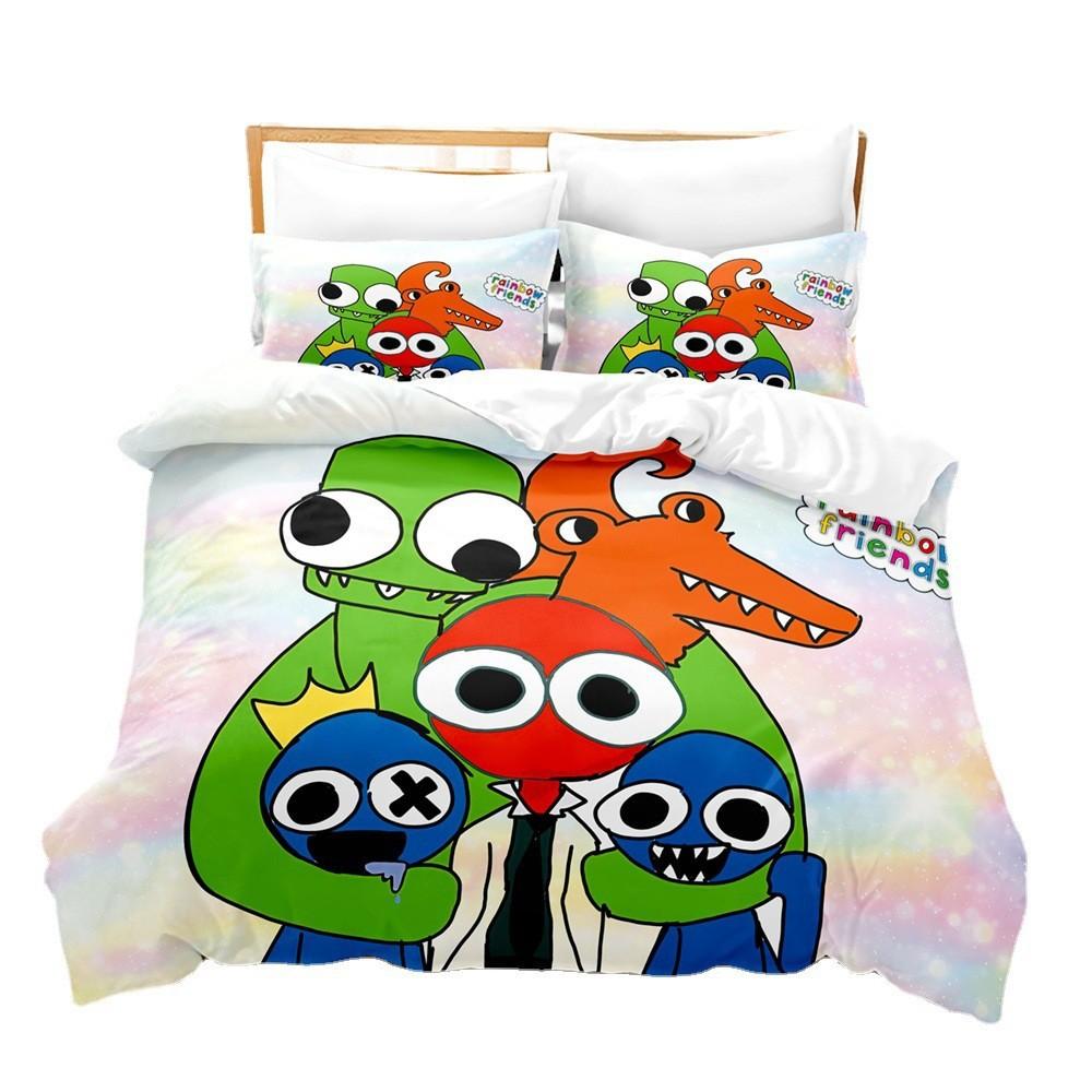 

Комплект постельного белья 3D с цифровой печатью из четырех или трех предметов, Rainbow Friends, пододеяльник и простыня UK Single 135 * 200cm (90g)