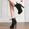 Fashion High Heel Sexy Spring Autumn British Style Lace Up Waterproof Platform Women Party Wedding Pumps Single Shoes Boots Women