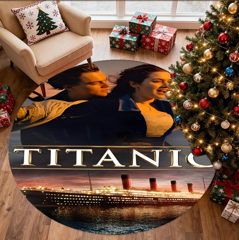 RMS Titanic Pattern Round Rug, Indoor/Outdoor Mat, for Picnic, Gameroom, Bedroom, Office, Living Room, Home Decor Carpet, Birthday Gift