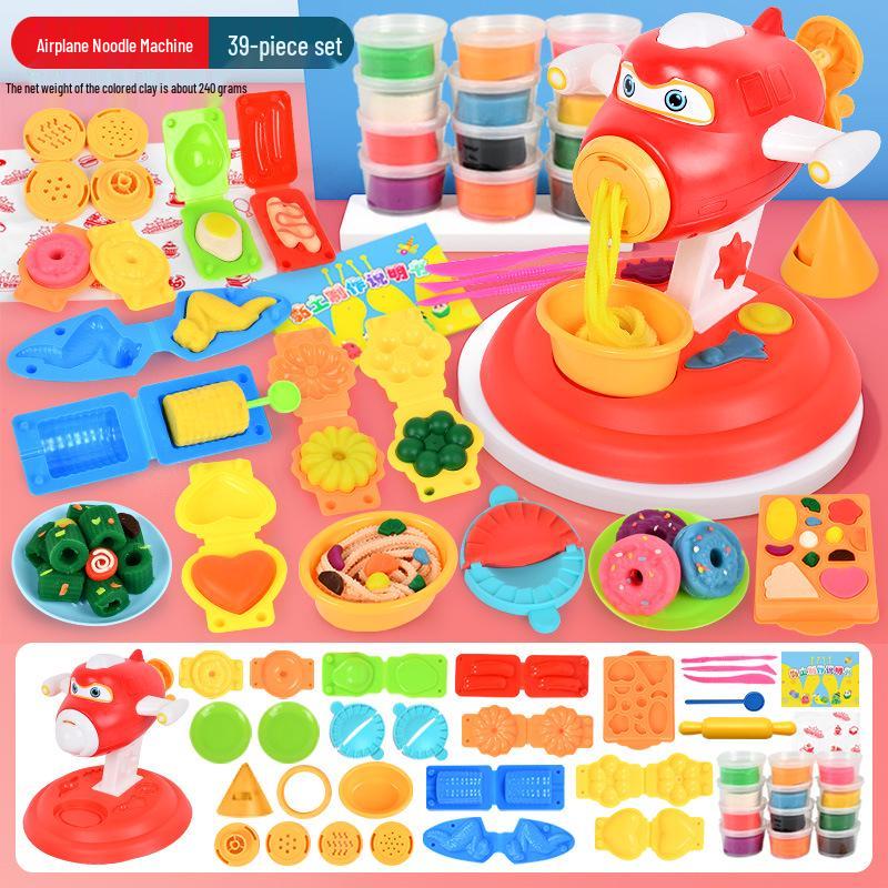 Handmade Educational Colorful Clay Airplane & Noodle Maker Toy Set for Kindergarten